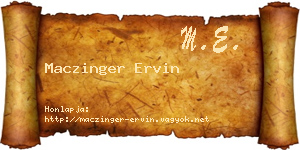 Maczinger Ervin névjegykártya
