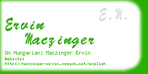 ervin maczinger business card